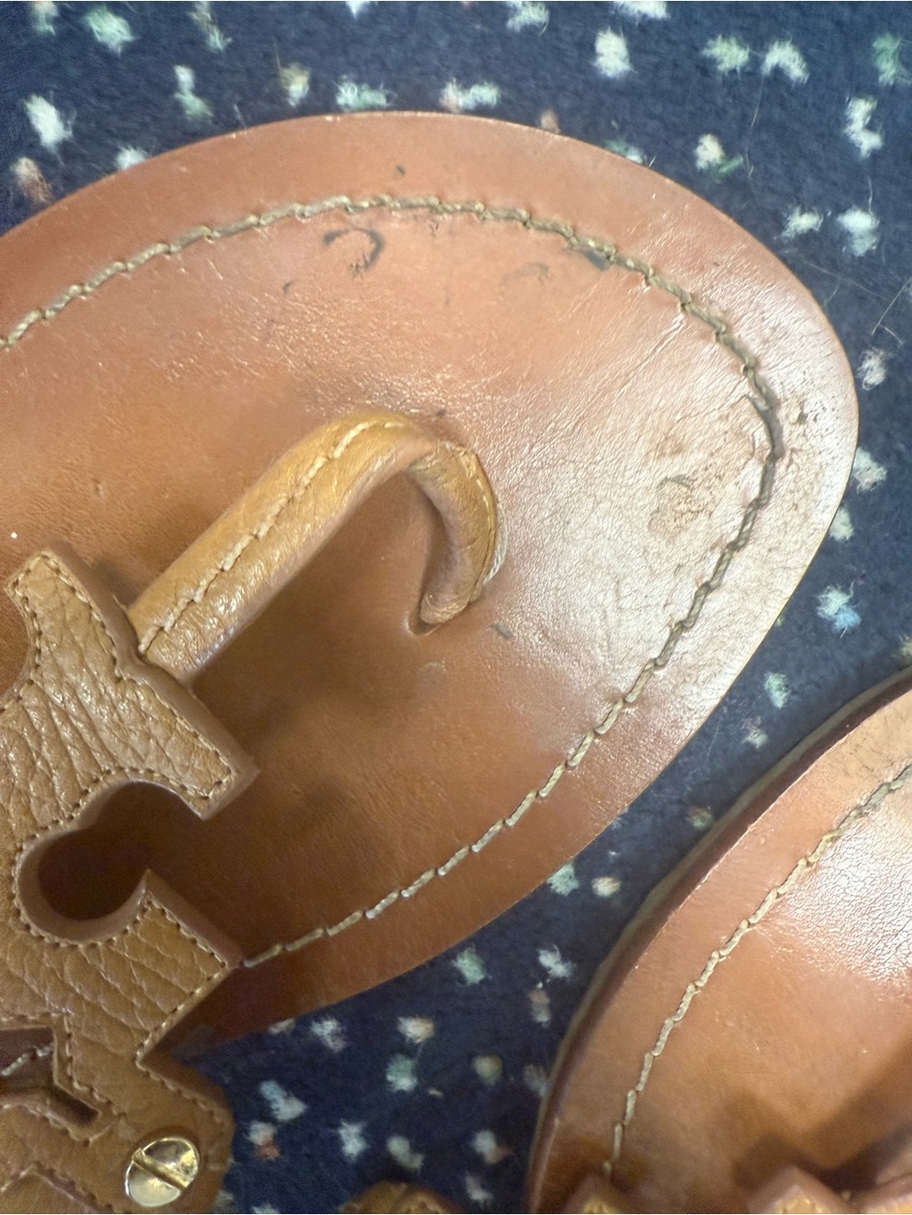 Tory Burch Chandler Flat Brown Leather Sandal Size 9 - Picture 8 of 15